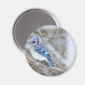 Blue Jay in Snow Christmas Holiday Magnet (Vorderseite/Rückseite)