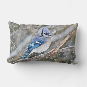 Blue Jay in Snowstorm Lendenkissen
