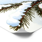 Blue Jay in Snowy Pines Watercolor Winter Bird Poster (Ecke)