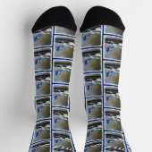 Blue Jay in Winter Snow Painting Original Bird Art Socken (Oben)