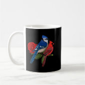 Blue Jay Kardinal Bird Valentine's Day Rose Birdlo Kaffeetasse (Links)