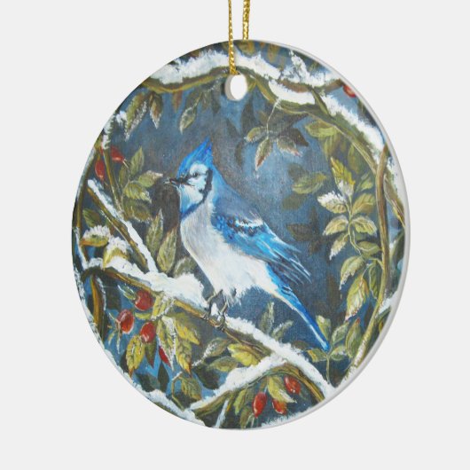 Blue Jay Keramik Ornament (Links)