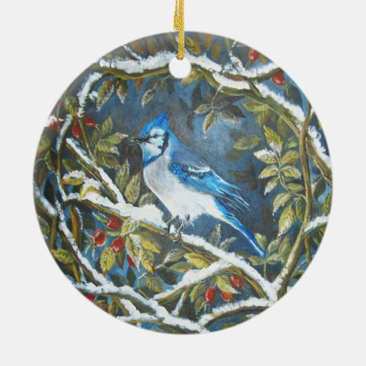 Blue Jay Keramik Ornament (Hinten)