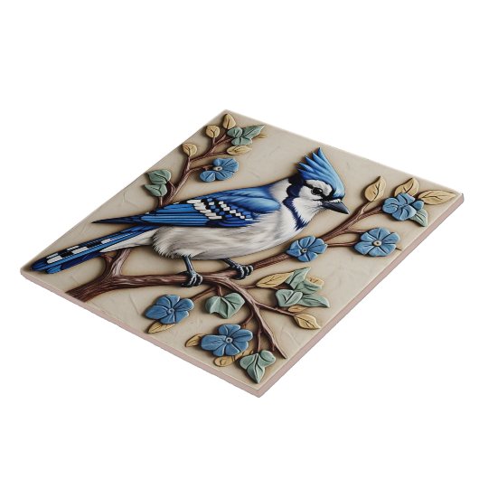 Blue Jay - Kunst und Handwerk Keramik Tile Fliese (Seite)