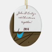 Blue Jay Love Bird Personalisierter Name Ornament (Rechts)