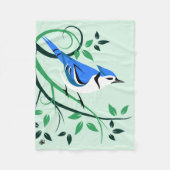 Blue Jay On Swirl Tree Branch Fleecedecke (Vorderseite)