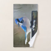 Blue Jay Painting - Original Bird Art Badhandtuch Set (Handtuch)