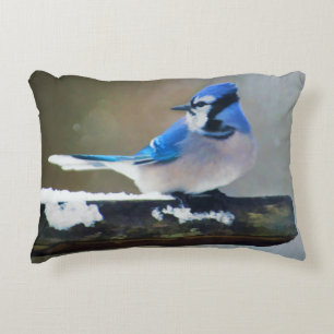 Blue Jay Painting - Original Bird Art Dekokissen