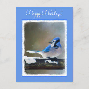 Blue Jay Painting - Original Bird Art Feiertagspostkarte