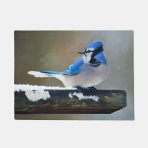 Blue Jay Painting - Original Bird Art Fußmatte