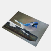 Blue Jay Painting - Original Bird Art Fußmatte (Schrägansicht)