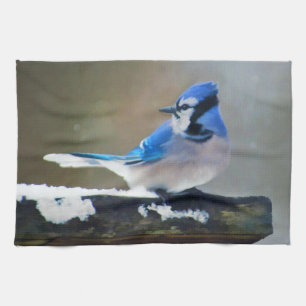 Blue Jay Painting - Original Bird Art Geschirrtuch