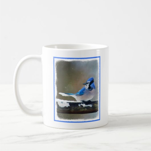 Blue Jay Painting - Original Bird Art Kaffeetasse (Links)