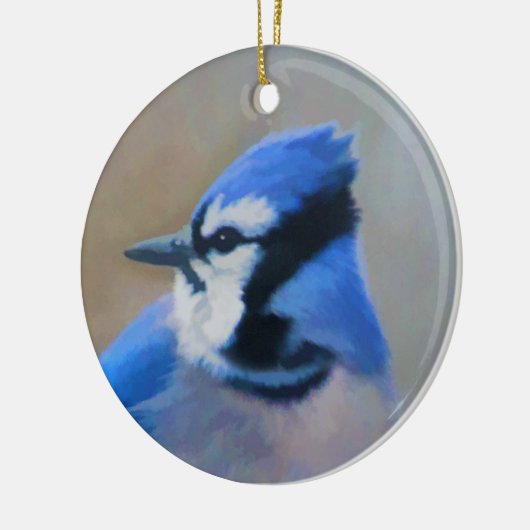 Blue Jay Painting - Original Bird Art Keramik Ornament (Links)