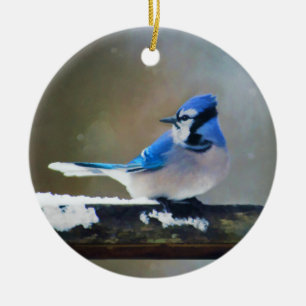 Blue Jay Painting - Original Bird Art Keramik Ornament