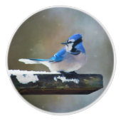 Blue Jay Painting - Original Bird Art Keramikknauf (Vorderseite)