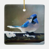 Blue Jay Painting - Original Bird Art Keramikornament (Rückseite)