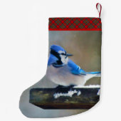 Blue Jay Painting - Original Bird Art Kleiner Weihnachtsstrumpf (Rückseite)