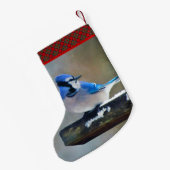 Blue Jay Painting - Original Bird Art Kleiner Weihnachtsstrumpf (Rückseite (Hängend))