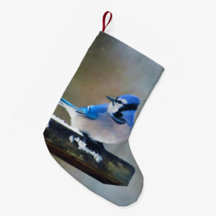Blue Jay Painting - Original Bird Art Kleiner Weihnachtsstrumpf