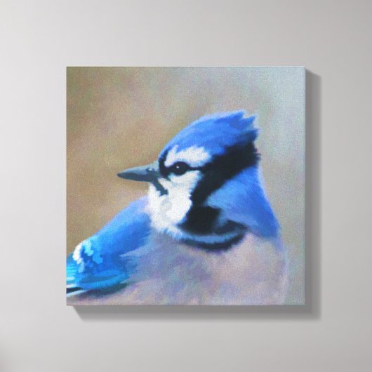 Blue Jay Painting - Original Bird Art Leinwanddruck (Vorderseite)