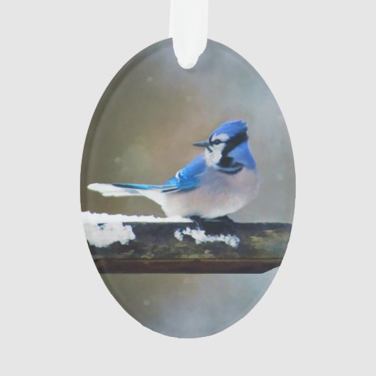 Blue Jay Painting - Original Bird Art Ornament (Rückseite)