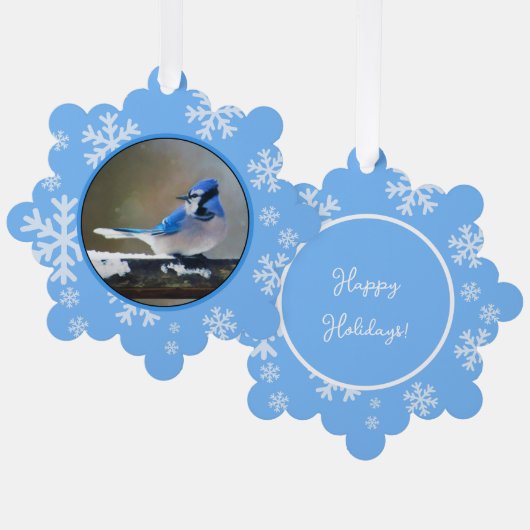 Blue Jay Painting - Original Bird Art Ornament Karte (Vorderseite/Rückseite)