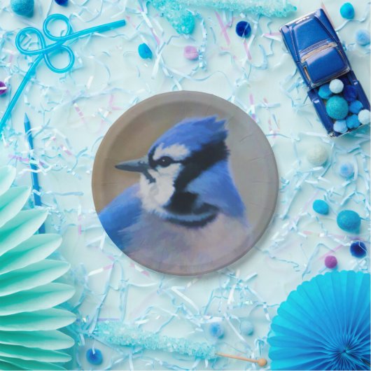 Blue Jay Painting - Original Bird Art Pappteller (Party)