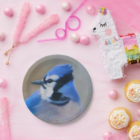 Blue Jay Painting - Original Bird Art Pappteller (Party)