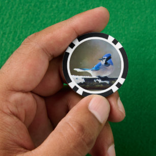 Blue Jay Painting - Original Bird Art Pokerchips