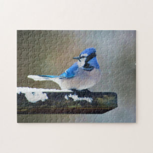 Blue Jay Painting - Original Bird Art Puzzle