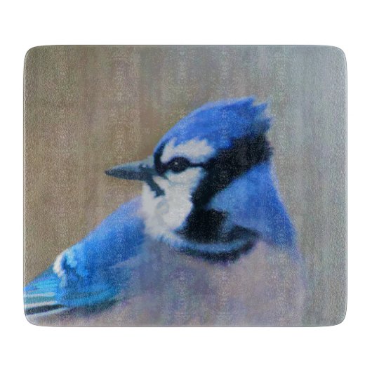 Blue Jay Painting - Original Bird Art Schneidebrett (Vorderseite)