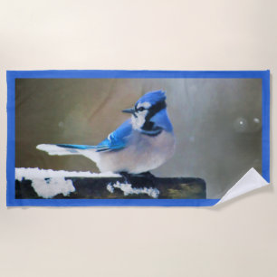 Blue Jay Painting - Original Bird Art Strandtuch