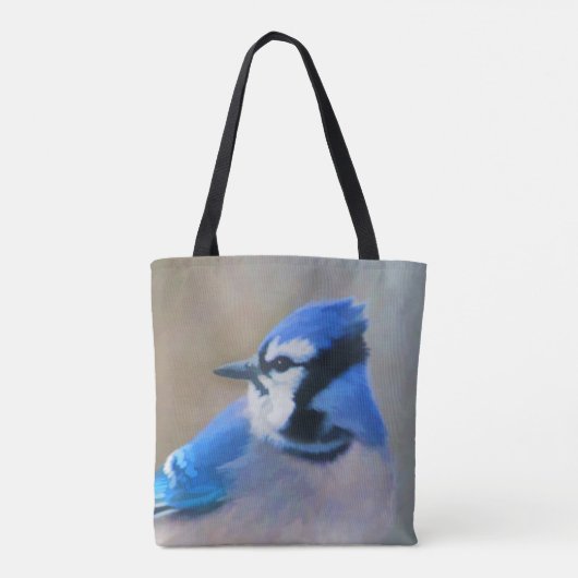 Blue Jay Painting - Original Bird Art Tasche (Rückseite)