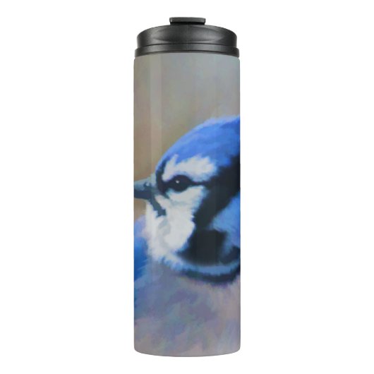 Blue Jay Painting - Original Bird Art Thermosbecher (Vorderseite)