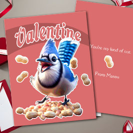 Blue Jay Peanuts Funny Crazy Kids School Valentine Feiertagspostkarte
