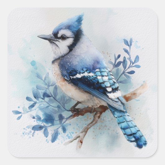 Blue Jay Quadratischer Aufkleber (Vorderseite)