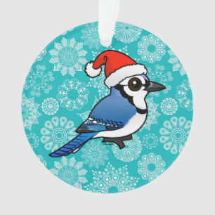 Blue Jay Santa Ornament