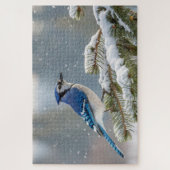 Blue Jay Snow Puzzle - Winter Bird Nature Art (Vertikal)