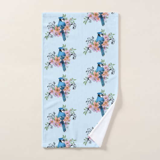 Blue Jay Spring Blumen Badhandtuch Set (Handtuch)