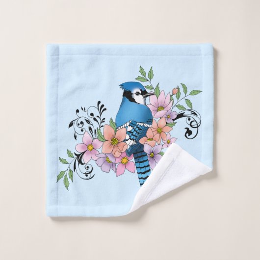 Blue Jay Spring Blumen Badhandtuch Set (Waschlappen)