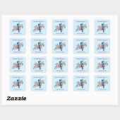 Blue Jay Spring Blumen Buchzeichen Quadratischer Aufkleber (Blatt)