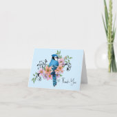 Blue Jay Spring Blumen Dankeskarte (Vorderseite)
