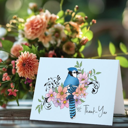 Blue Jay Spring Blumen Dankeskarte
