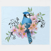 Blue Jay Spring Blumen Fleecedecke (Vorderseite (Horizontal))