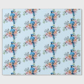 Blue Jay Spring Blumen Geschenkpapier (Flach)