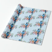 Blue Jay Spring Blumen Geschenkpapier (Ungerollt)