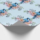 Blue Jay Spring Blumen Geschenkpapier (Ecke)