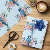 Blue Jay Spring Blumen Geschenkpapier