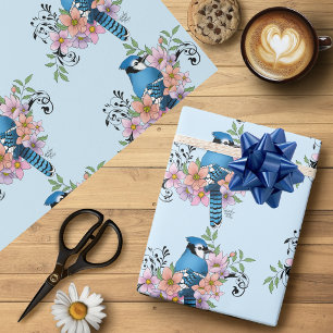 Blue Jay Spring Blumen Geschenkpapier